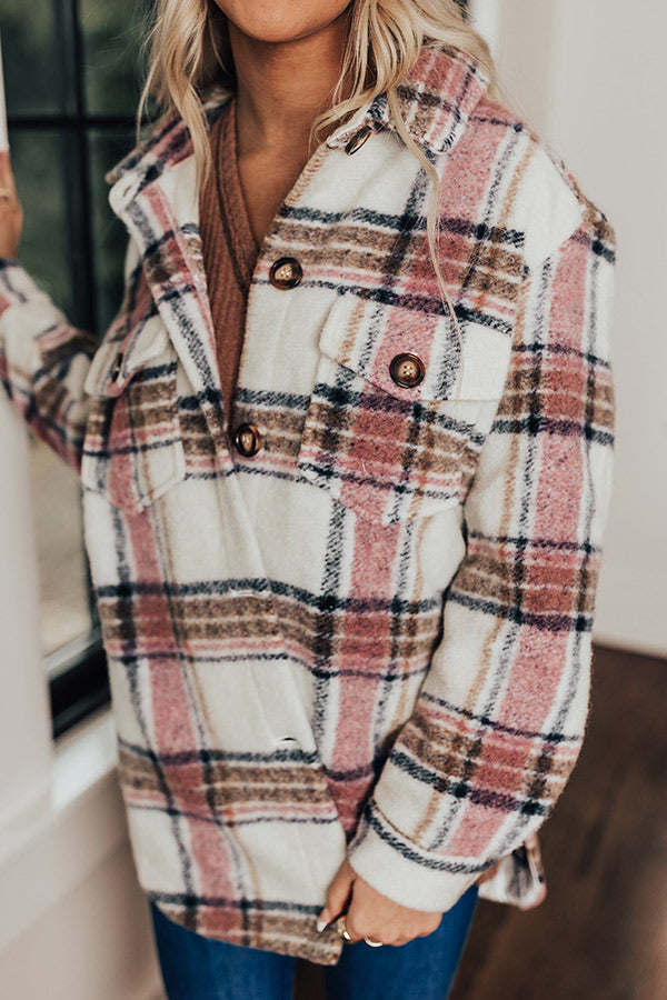 Cozy Cottage Plaid Jacket In Pink Image - 1