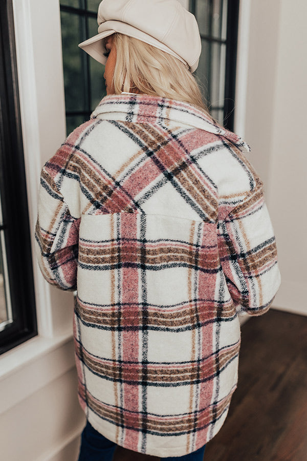 Cozy Cottage Plaid Jacket In Pink Image - 1