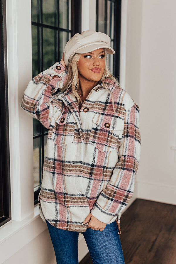 Cozy Cottage Plaid Jacket In Pink Image - 1