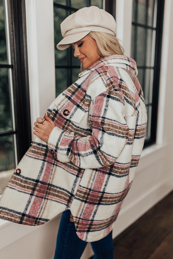 Cozy Cottage Plaid Jacket In Pink Image - 1