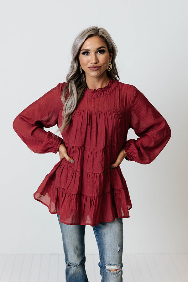 Lovely Rose Shift Top In Wine Image - 1