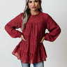 Lovely Rose Shift Top In Wine Image - 1