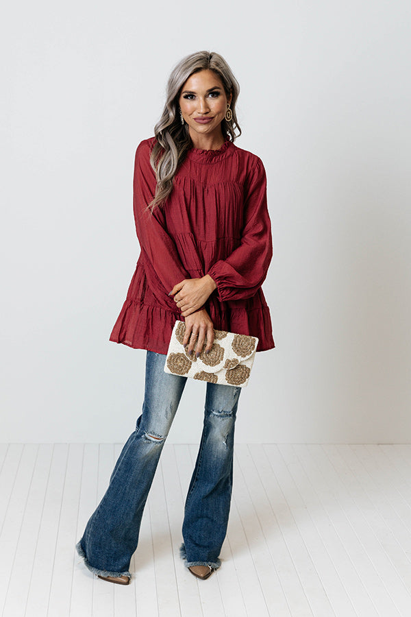 Lovely Rose Shift Top In Wine Image - 2