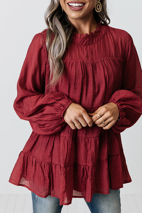 Lovely Rose Shift Top In Wine Image - 4