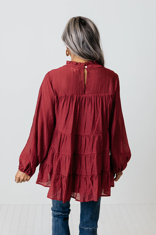 Lovely Rose Shift Top In Wine Image - 5