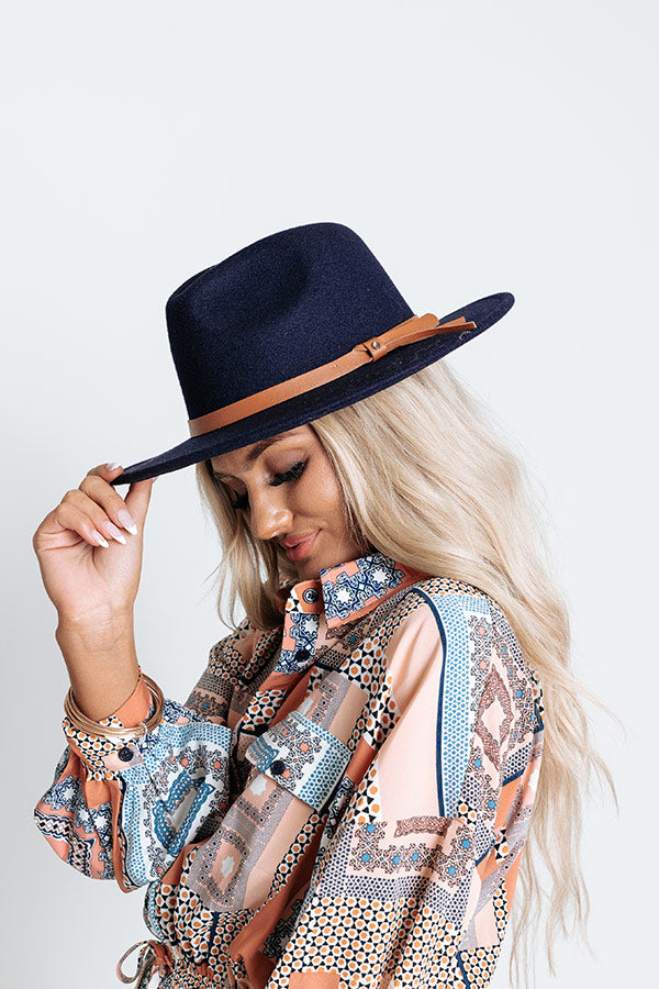 Country Cottage Felt Fedora In Navy Image - 1