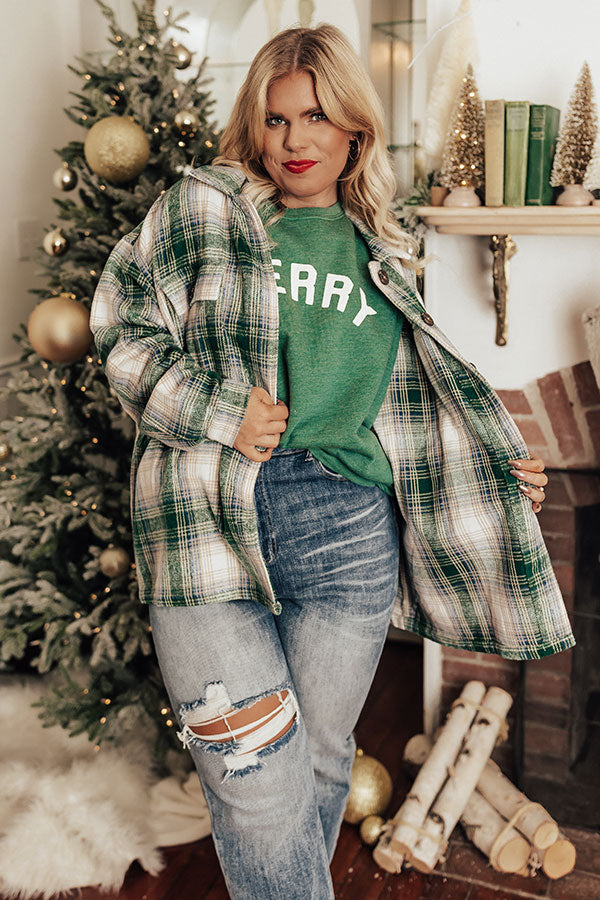 Together Again Plaid Jacket In Green Curves