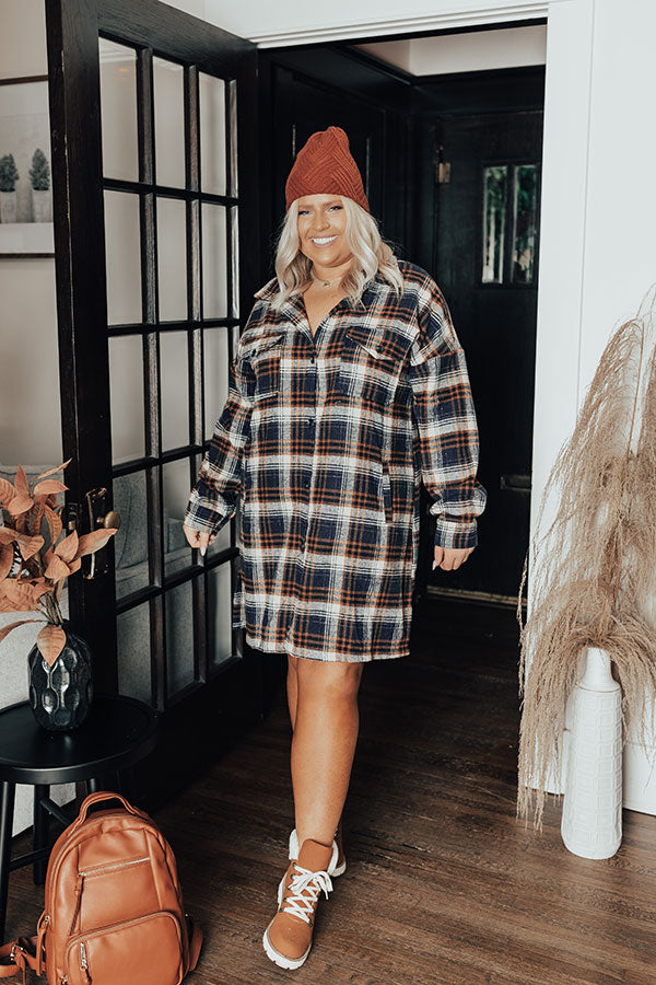 Central Park Perks Plaid Dress In Navy Curves Image - 1