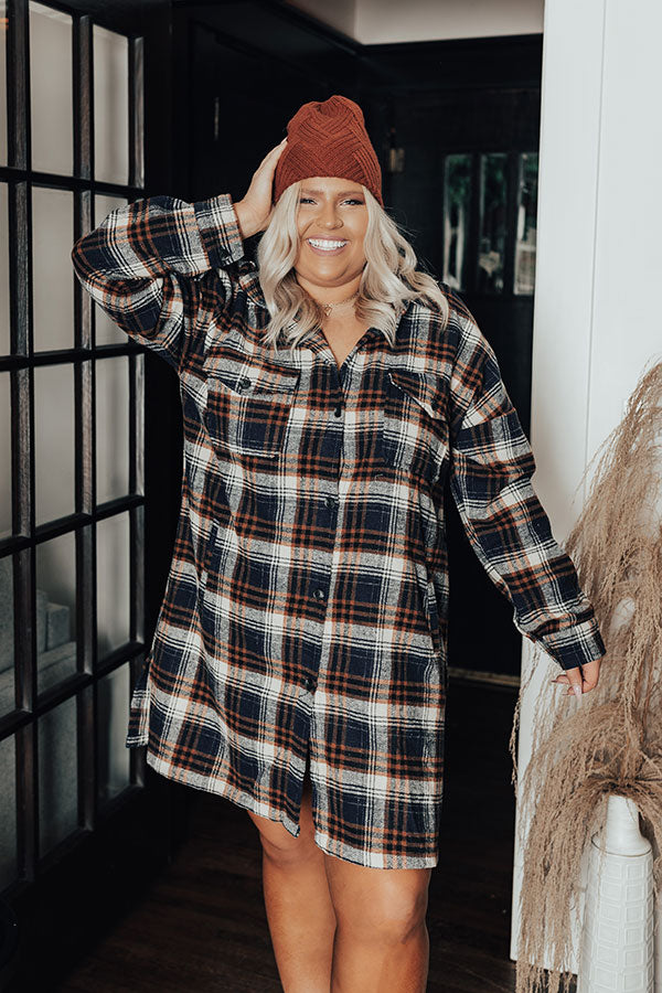 Central Park Perks Plaid Dress In Navy Curves Image - 2