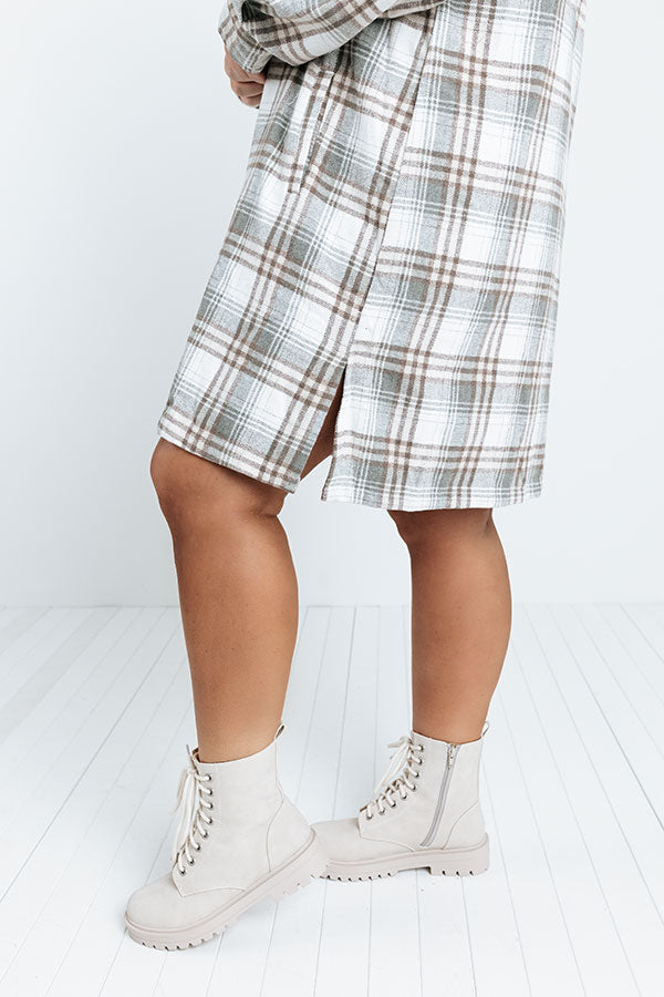 Central Park Perks Plaid Dress In Light Sage Curves Image - 5