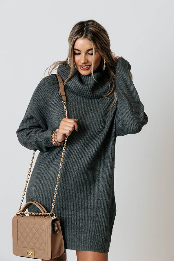 Country Cottage Knit Sweater Dress In Dark Grey • Impressions Online ...