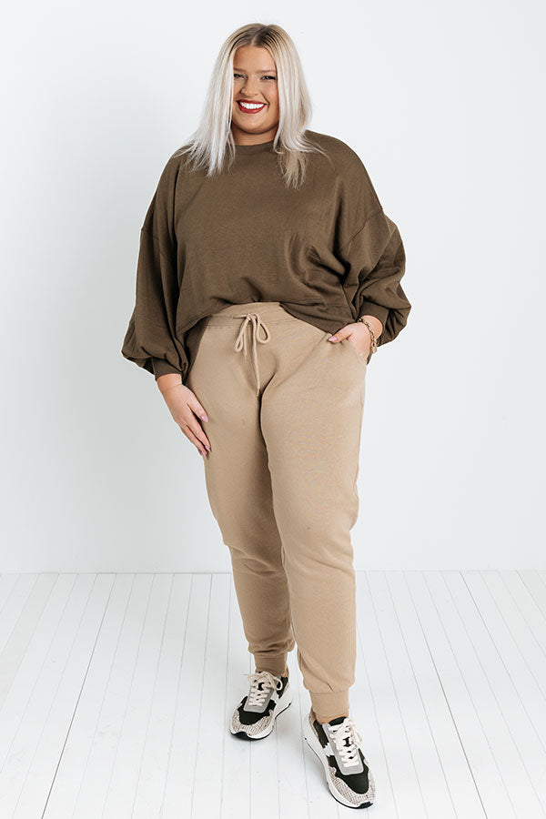 Count On You Joggers In Khaki Curves Image - 1