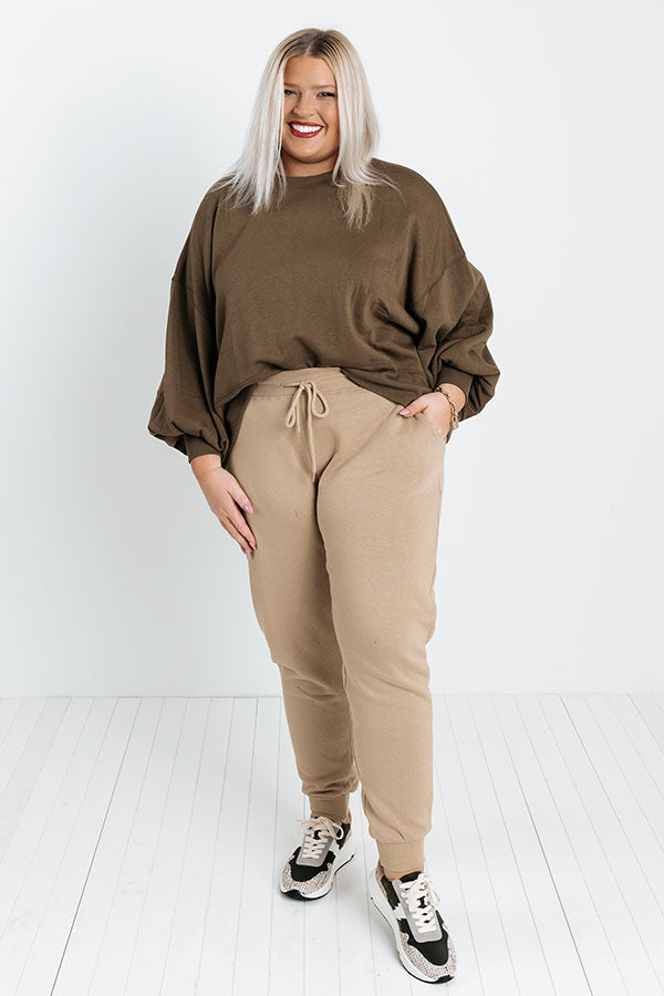 Count On You Joggers In Khaki Curves