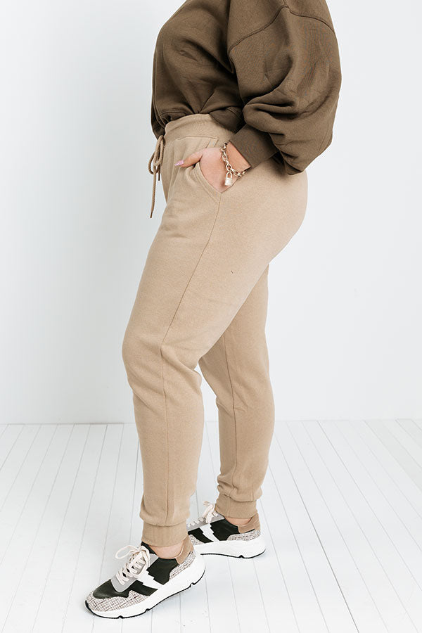 Count On You Joggers In Khaki Curves Image - 3