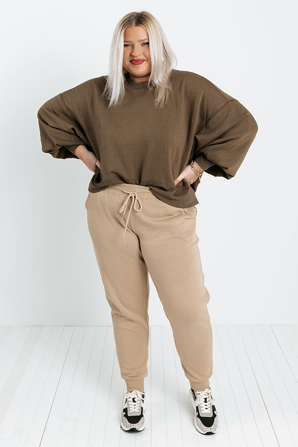 Count On You Joggers In Khaki Curves Image - 5