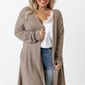 Coolest Feeling Waffle Knit Cardigan In Taupe Curves Image - 1