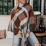 Key To Cozy Plaid Poncho In Brown Image - 1