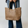 Weekend In NYC Faux Leather Tote In Dark Khaki Image - 1