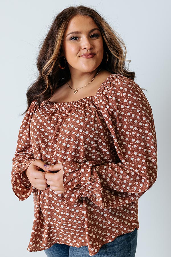 Chic At First Sight Shift Top in Rust Curves