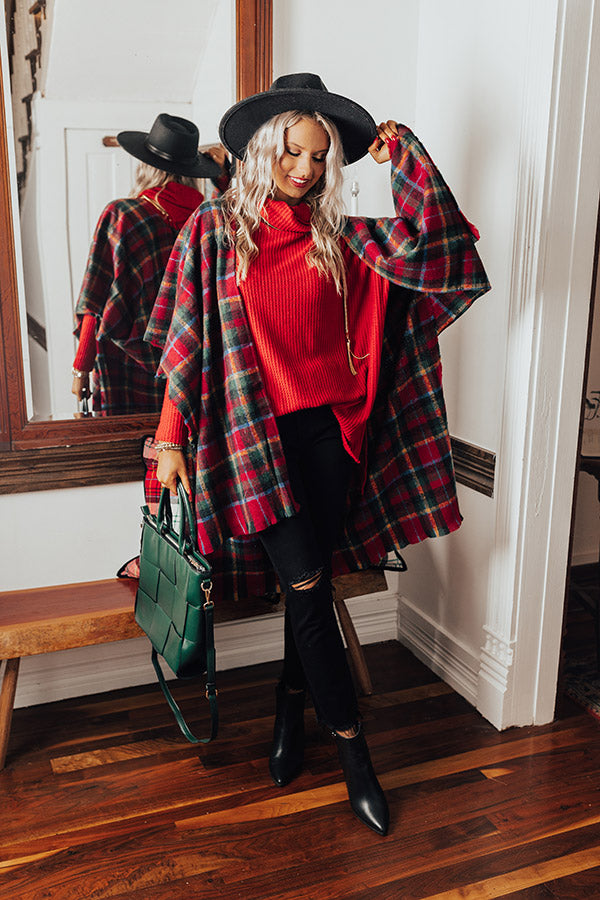 Cocoa Classic Plaid Poncho Image - 1