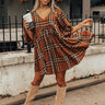 Yearn For More Plaid Babydoll Dress in Camel Image - 1