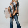 Key To Cozy Plaid Poncho In Light Pumpkin Image - 1