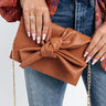 Celebrity Chic Faux Leather Clutch In Dark Camel Image - 1