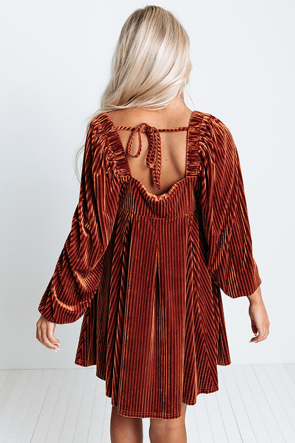 Cranberry Spritz Velvet Babydoll Dress in Rust Image - 5