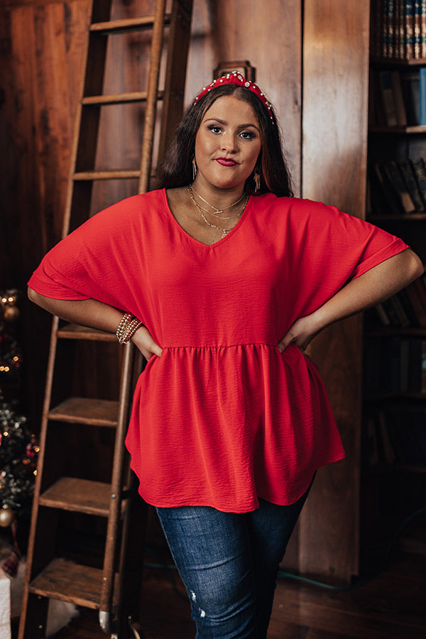 Spilling Secrets Babydoll Top In Red Curves Image - 4