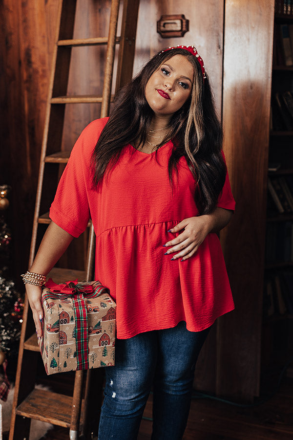 Spilling Secrets Babydoll Top In Red Curves Image - 1