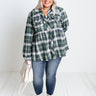 Western Skies Flannel Babydoll Top In Green Curves Image - 1