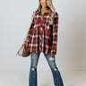 Western Skies Flannel Babydoll Top In Red Image - 1