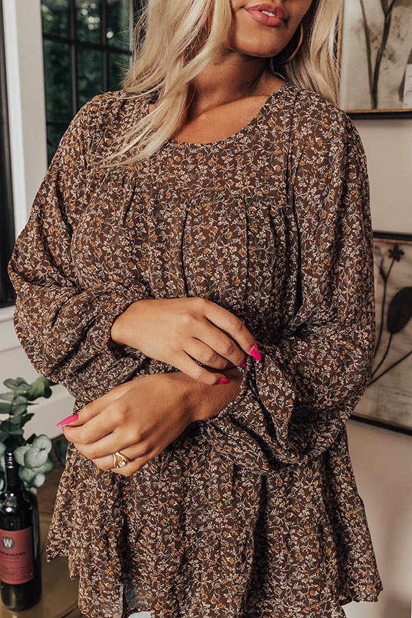 Vibrant Energy Floral Top In Brown Image - 4