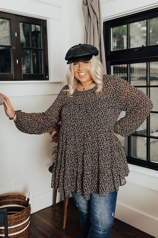 Vibrant Energy Floral Top In Black Curves Image - 2