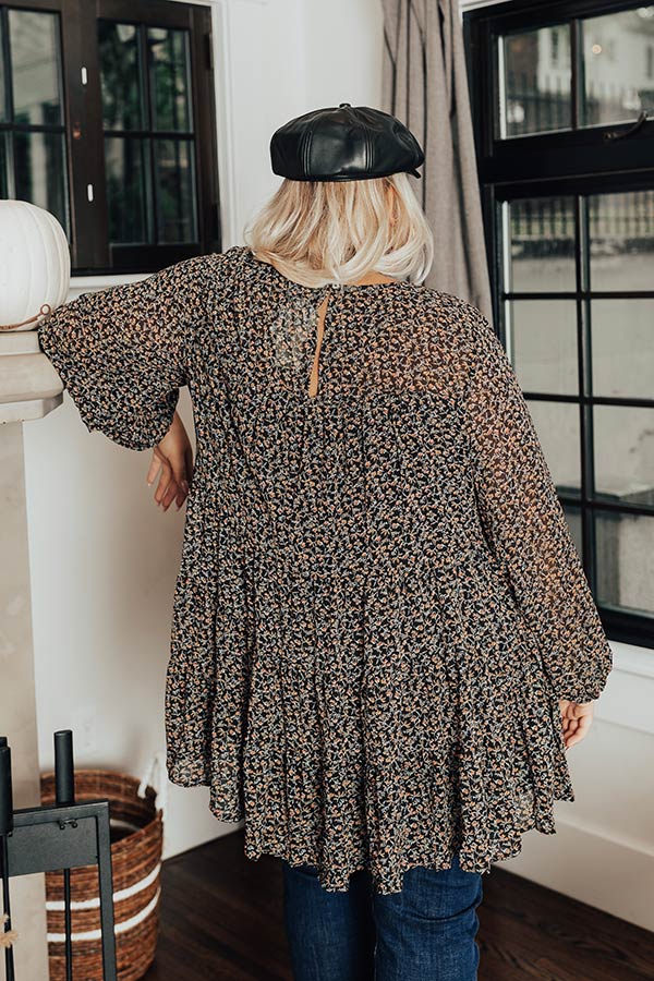 Vibrant Energy Floral Top In Black Curves Image - 4