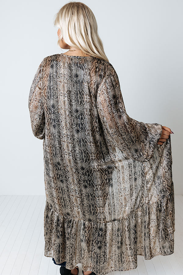Looking At London Snake Print Duster Overly in Brown Curves Image - 5