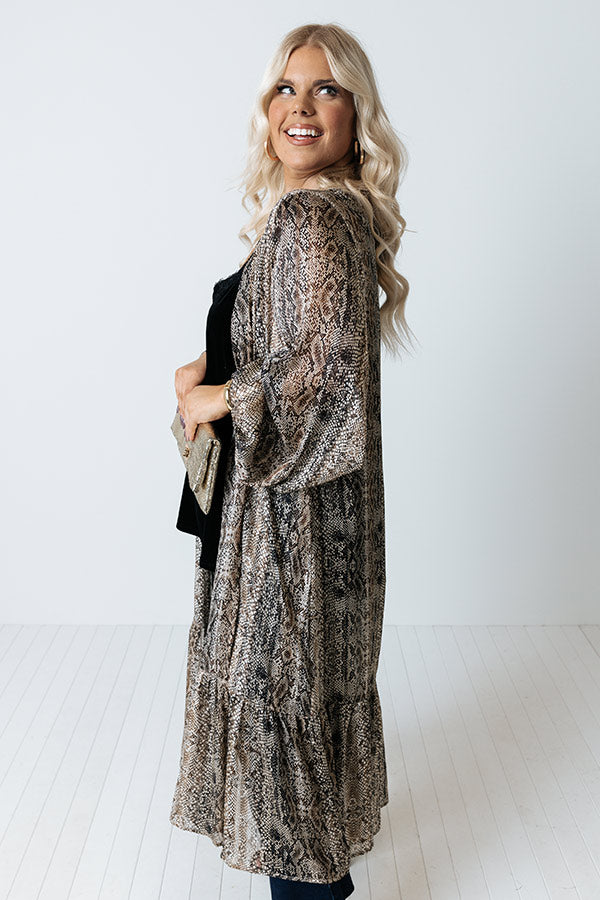 Looking At London Snake Print Duster Overly in Brown Curves Image - 2