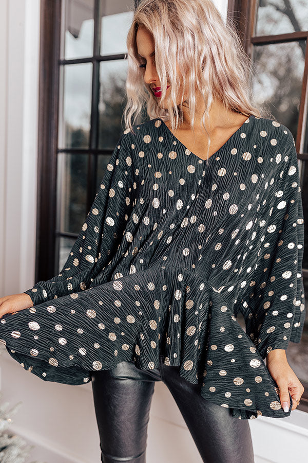 Chic Stomping Grounds Polka Dot Top in Black Image - 2