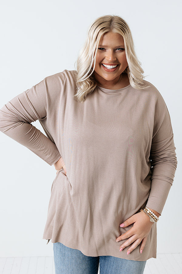 Learn Something New Shift Top In Taupe Curves