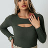 Living For Love Ribbed Bodysuit In Olive Image - 1