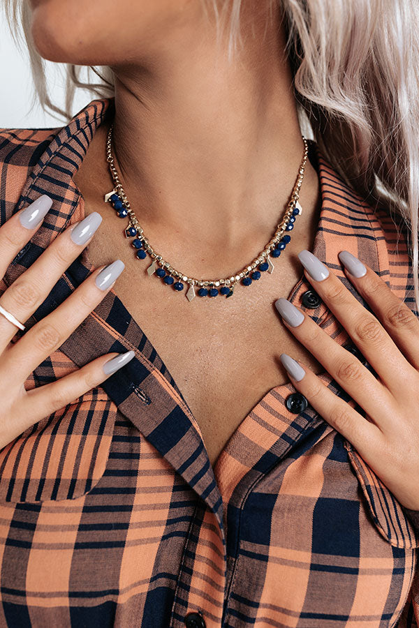 Tucked Away Necklace In Navy Image - 2