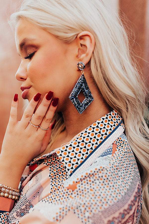 Vibrant Life Beaded Earrings In Charcoal Image - 1