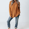 Good Attitude Waffle Knit Top In Rust Image - 1