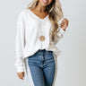 Chill Playlist Waffle Knit Top In White Image - 1