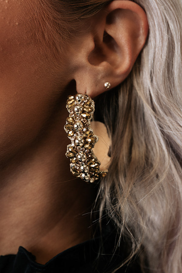 Warm Glow Beaded Hoop Earrings Image - 2
