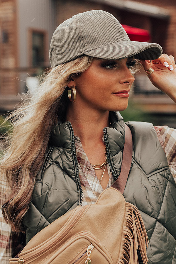 Mountainside Sips Corduroy Baseball Cap In Olive • Impressions Online  Boutique