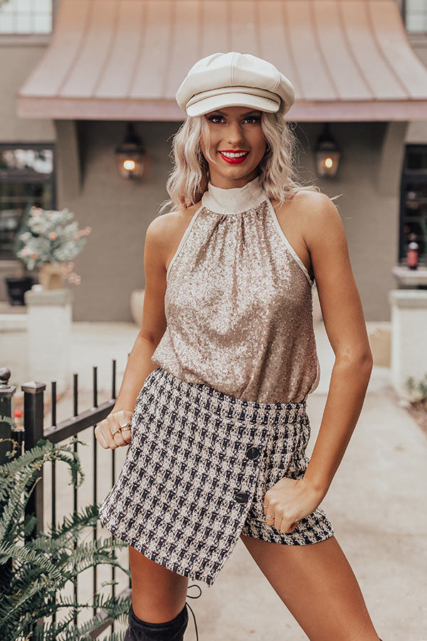 Rooftop Memories Sequin Top In Champagne Image - 5