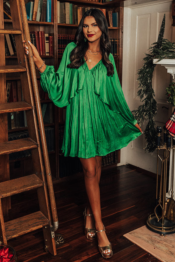 Impeccably Dressed Satin Dress In Kelly Green