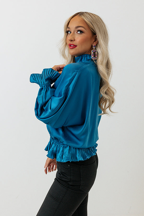 Stating Facts Shift Top In Ocean Blue • Impressions Online Boutique