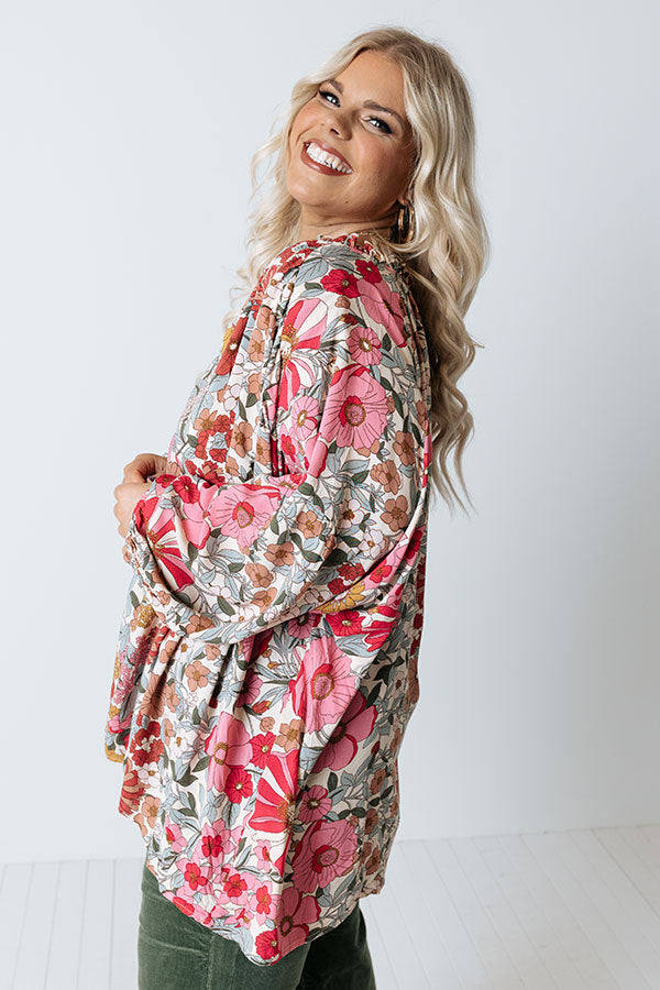 Feeling So Free Floral Shift Top in Fuchsia Curves Image - 2